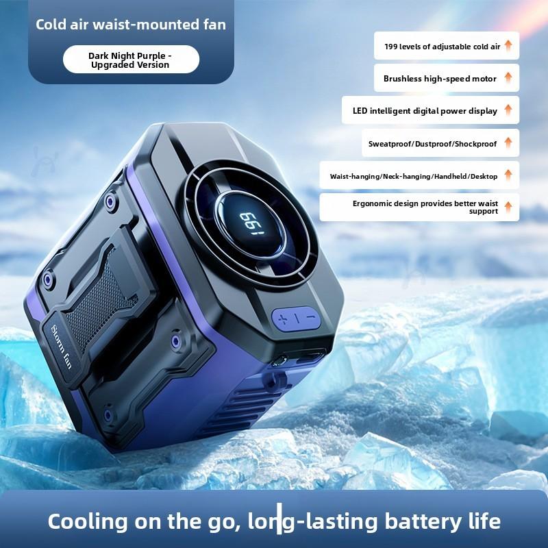 Portable Waist Fan With Led Display For Outdoor Cooling And Highspeed Power