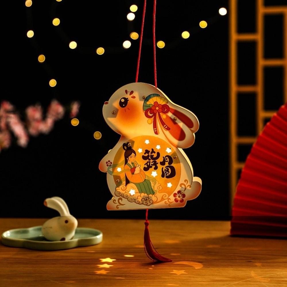 Kaninchen Cartoon Laterne PVC Kinder DIY Materialset Mondfest Laterne Kindergeschenk