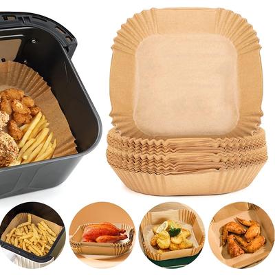 100pcs Square Air Fryer Liner Disposable Microwave Mat Non Stick Square Air Fryer Paper Baking Products
