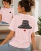Fashionable Red Lip Hat Printed T-shirt for Women Round Neck Short Sleeved Minimalist Art Pattern T-shirt Casual Top Shirt