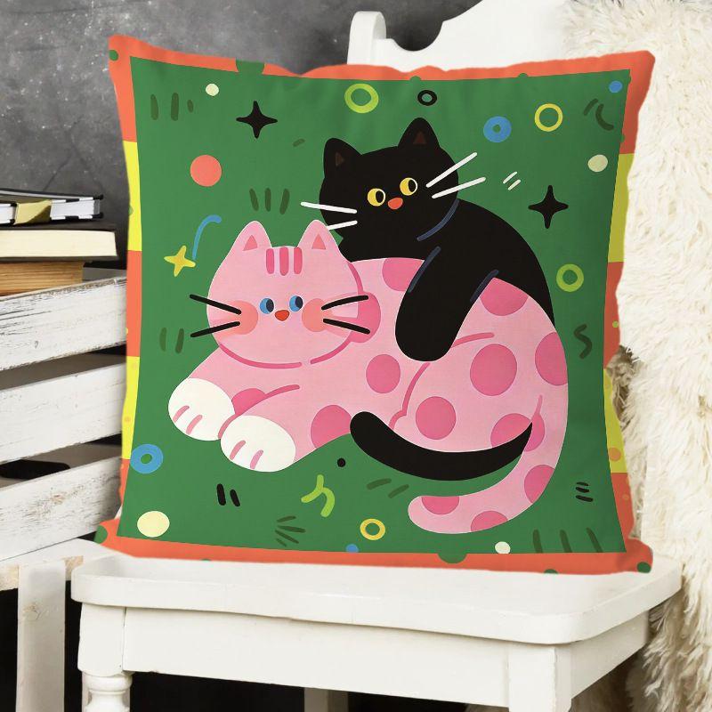 Cute Pink Polka-Dot Cat Pillow  Home Decor Pillow for Sofas, Beds, and Backrests  Car Headrest Pillow