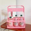 Portable Pink Picnic Folding Basket for Drinks and More