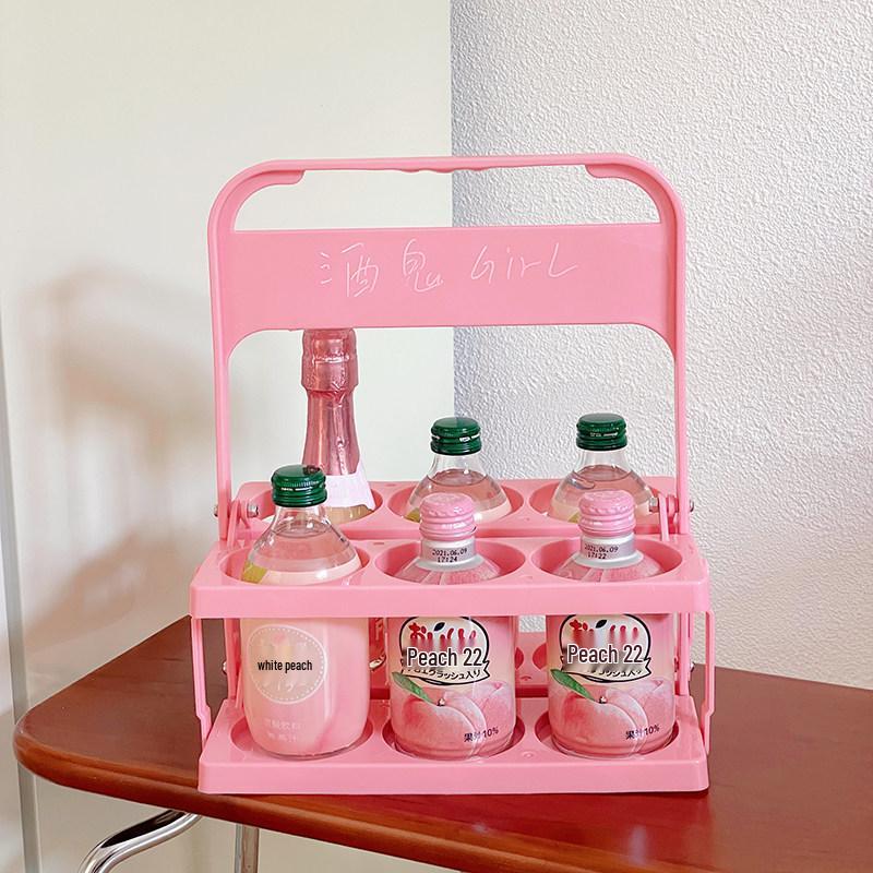 Portable Pink Picnic Folding Basket for Drinks and More
