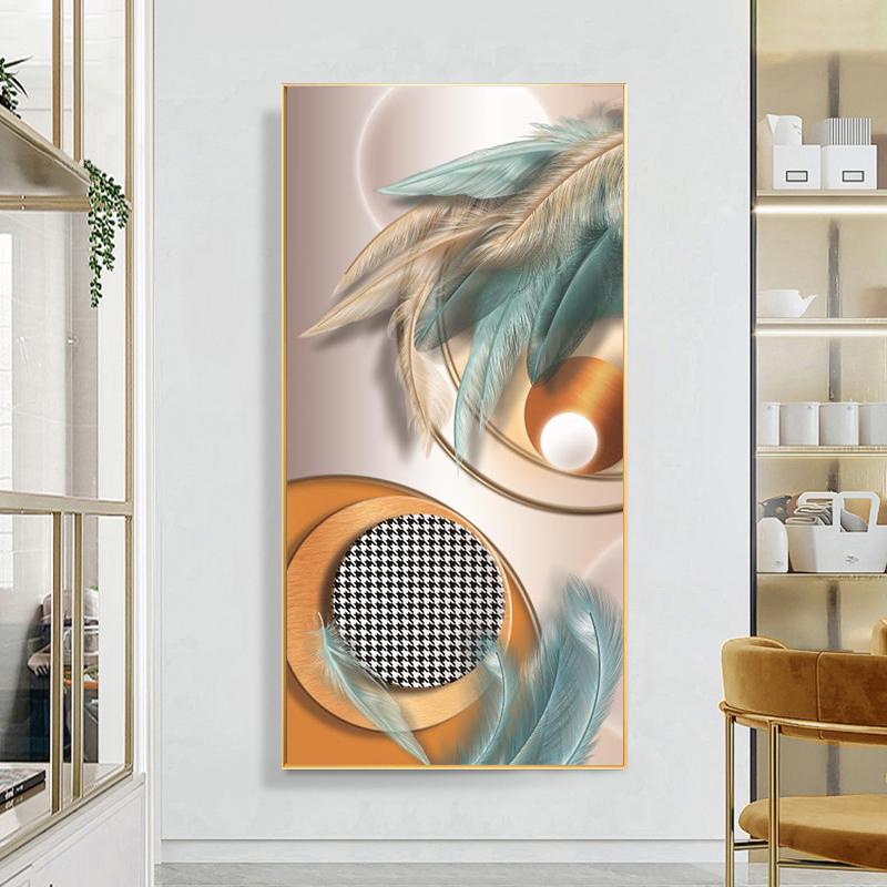 Nordic Luxury Decorative Painting Printed On Canvas Modern Feathers Posters Prints Wall Pictures for Porch Aisle Home Decor