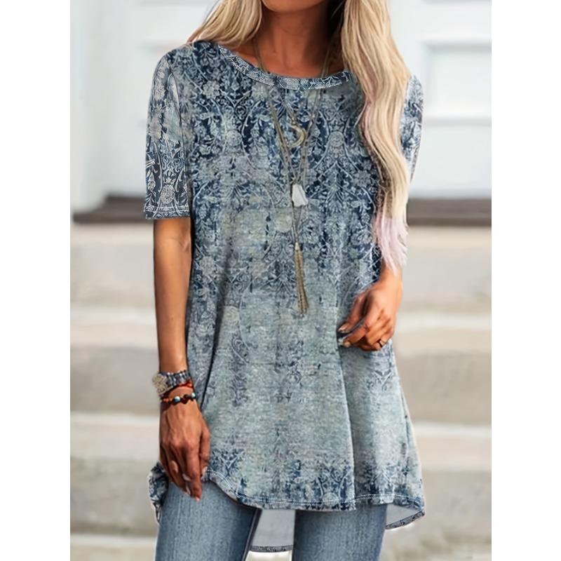 Women s Bohemian Ethnic Print Long Sleeve T-Shirt - Lightweight S