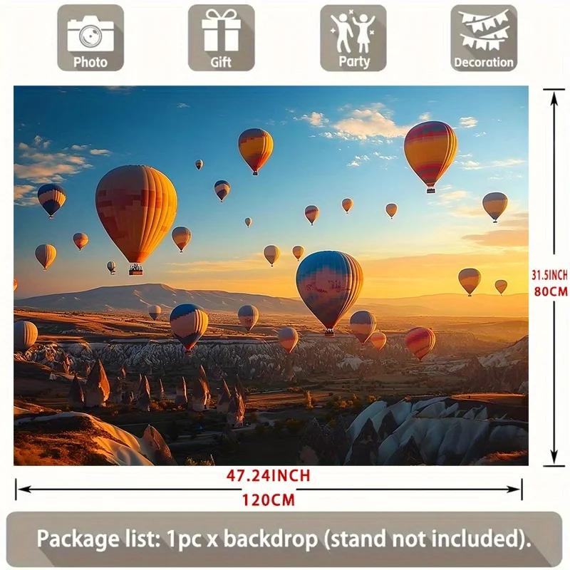 2D Plane 1 Piece of the Splendid Hot Air Balloon Sky Scene Suitable for Home Decoration Room Decoration and Party Decoration