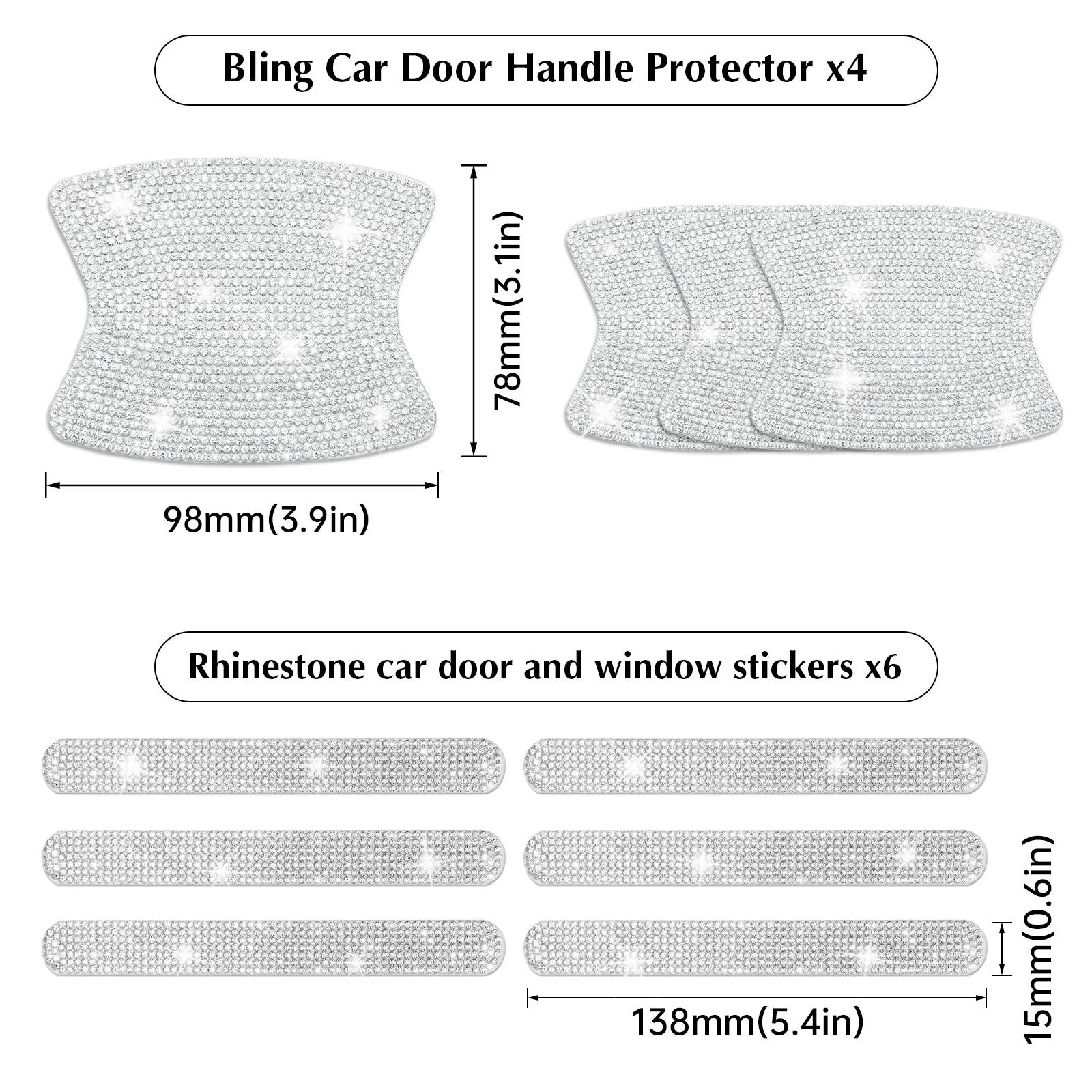 

4 шт/10 шт. блестящие наклейки на дверные ручки автомобиля со стразами, устойчивые к царапинам наклейки, блестящие защитные стекла, универсальные детали