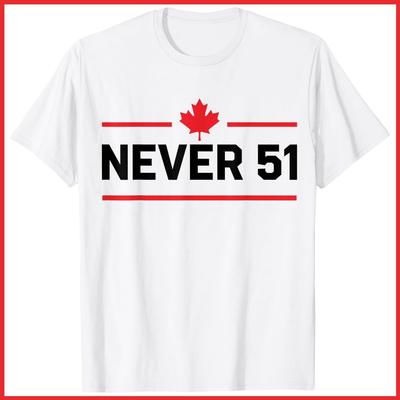 Jamais 51ème État Drapeau du Canada T-shirt Blanc en Coton S-5XL