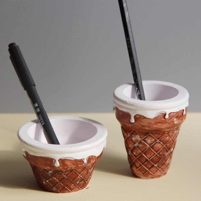 Melting Ice Cream Shape Silicone Mould Plasters Cup Candle Concrete Crafting Reusable Artisanal Tool
