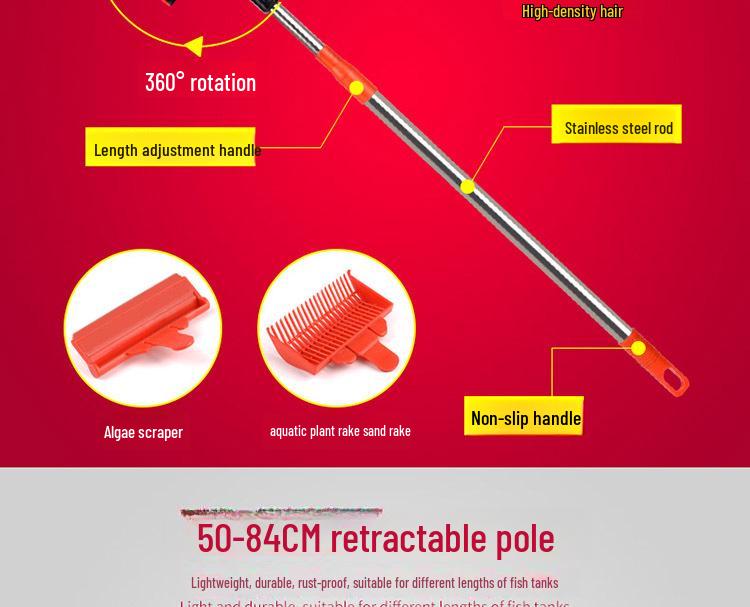 Multi-Function Long Handle Fish Tank Cleaning Brush