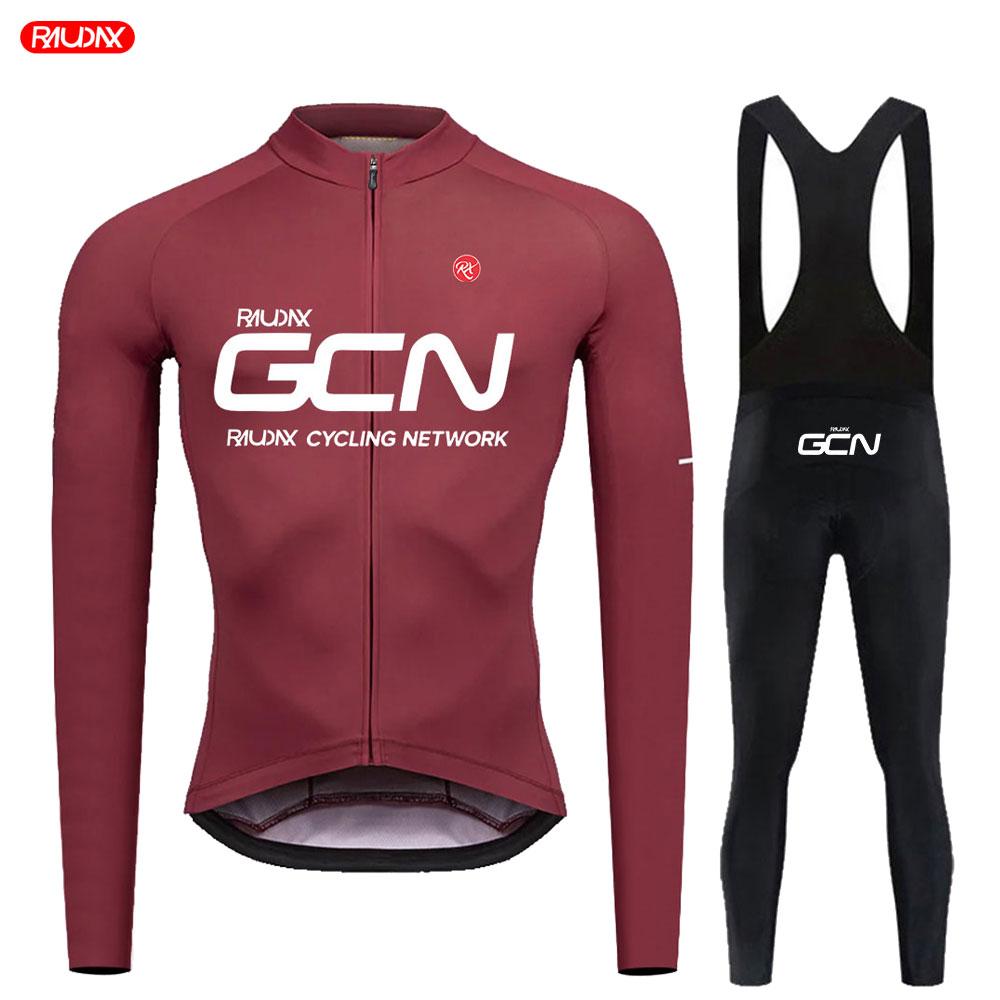 Raudax GCN Man's Long Sleeves Cycling Jersey Sets Mountain Bike Cycling Wear Road Bike Cycling Sportswear Ropa Ciclismo Maillot