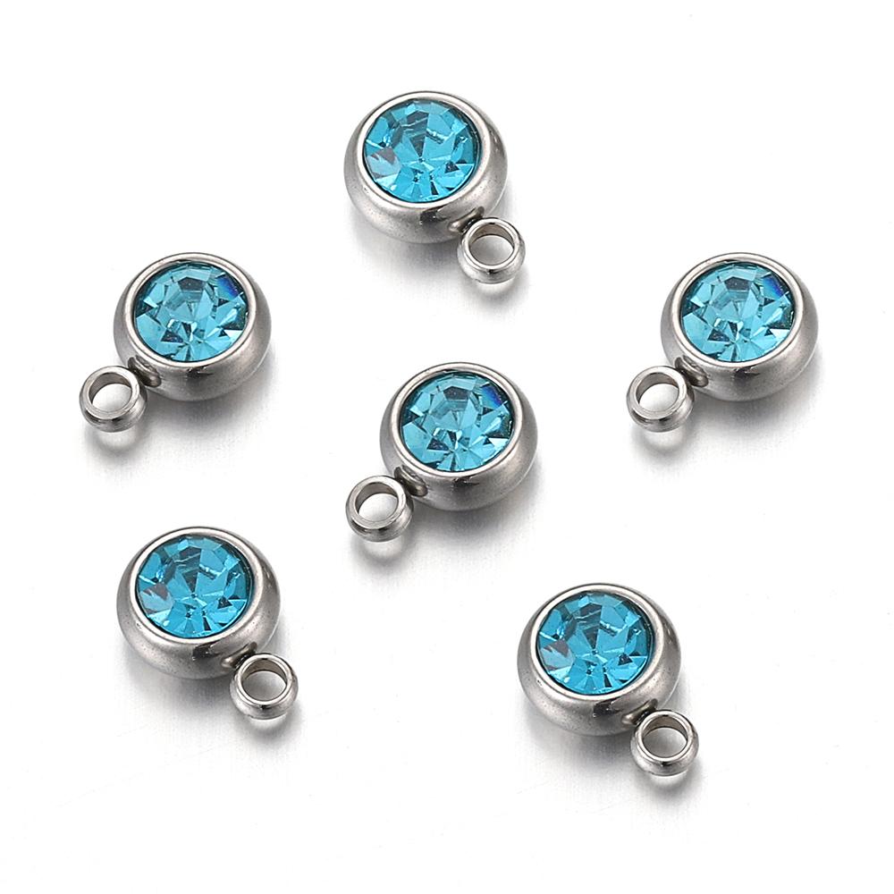 20pcs Stainless Steel Rhinestone Beads Gold Color Crystal Charms Pendants for Jewelry Making DIY Bracelets Necklaces Wholesale