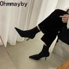 Herbst High Heel Stretch Slim Damen Stiefeletten Herbst Damen Elegant Spitzschuh Kurz Botas De Mujer
