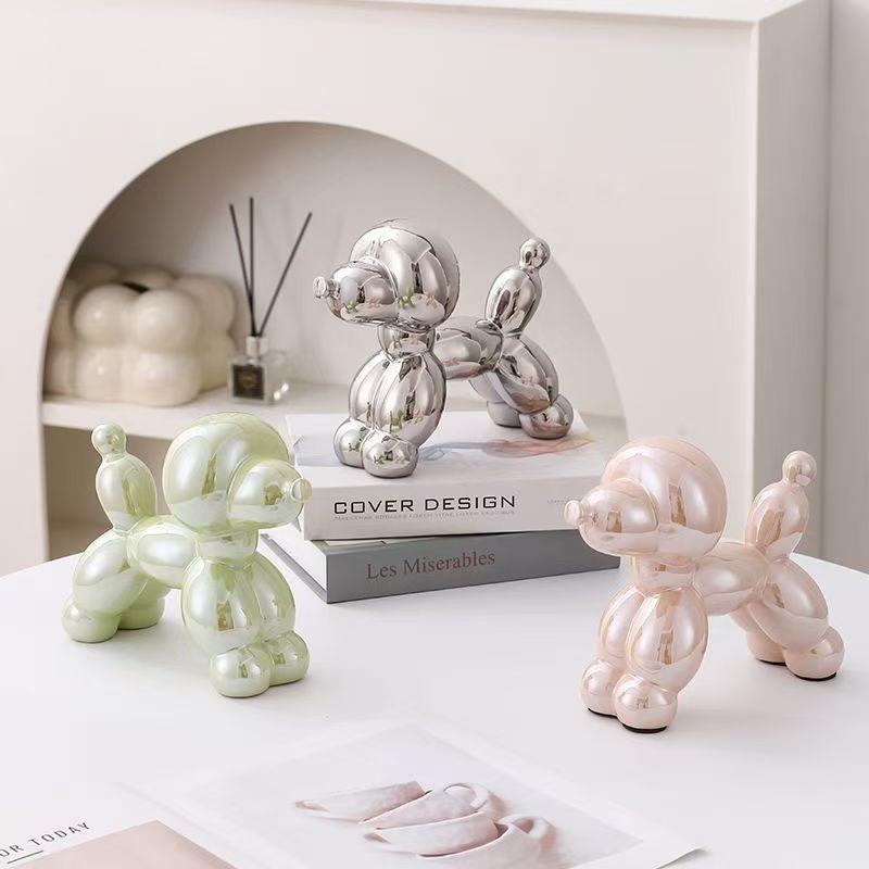 12.5cm Mini Ceramic Poodle Abstract Ornament Creative Sculpture Study Room Statue Home Office Accessories Festival Decoration
