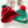 Bow Christmas Plush Cap Soft Thickened Brimless Cap Versatile Red Knitted Woolen Hat  Girls