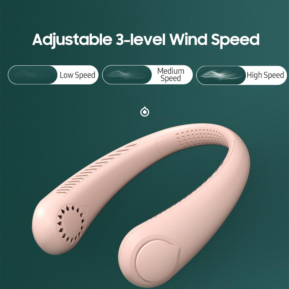 Portable Neck Fan Rechargeable Bladeless Wearable Cooling Head Fan 3 Speed 1800mAh Battery Operated Wearable Personal