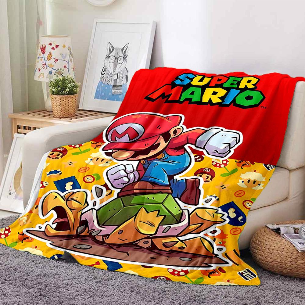 1pc Mario Adventure Cozy Print Blanket Lightweight Warm Flannel Throw Blanket For Sofa, Bed, Living Room