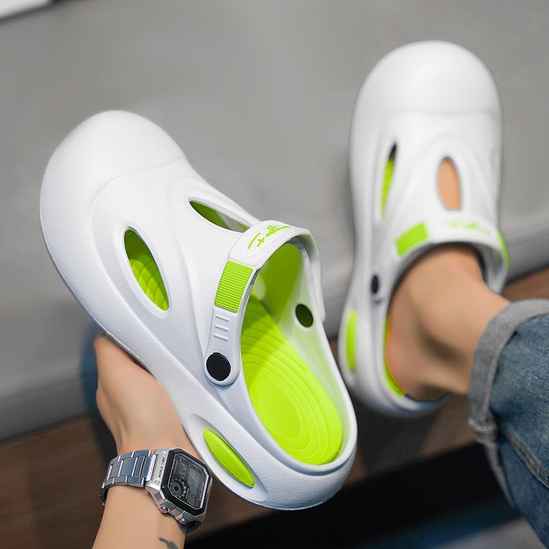 38-45 Men's Plus Size Simple and Fashionable Indoor Toe Slippers Outdoor Beach Shoes Perforated Shoes