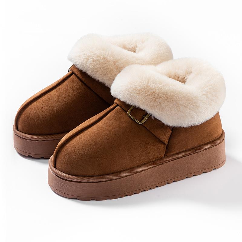 Plush Shoes for Women In Autumn and Winter, Thick Soled Bags, Cotton Shoes with Plush Insulation for Indoor and Outdoor Wear, Cotton Slippers