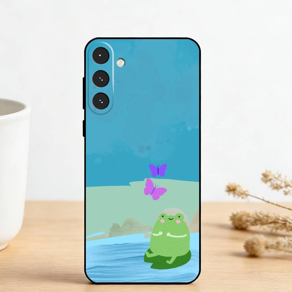 H-Happy Little Frog Phone Case For Samsung Galaxy A73,A72,A71,A70,A53,A52,A51,Others Soft Black Cover