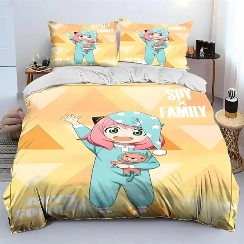 Anime SPY×FAMILY Anya Duvet Cover Set Soft All Season Bedding Comforter with Pillowcases Single Double Queen King Size