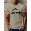 Men's Casual Summer Printed T-shirt, Casual Round-neck Short-sleeved T-shirt with Big Mountain Tree Pattern, Oversized Breathabl