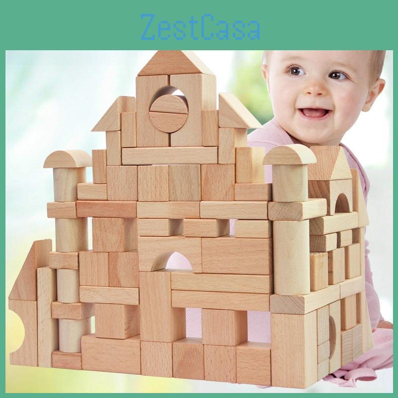 Wooden Building Blocks Set For Toddlers With Natural Finish For Early Learning