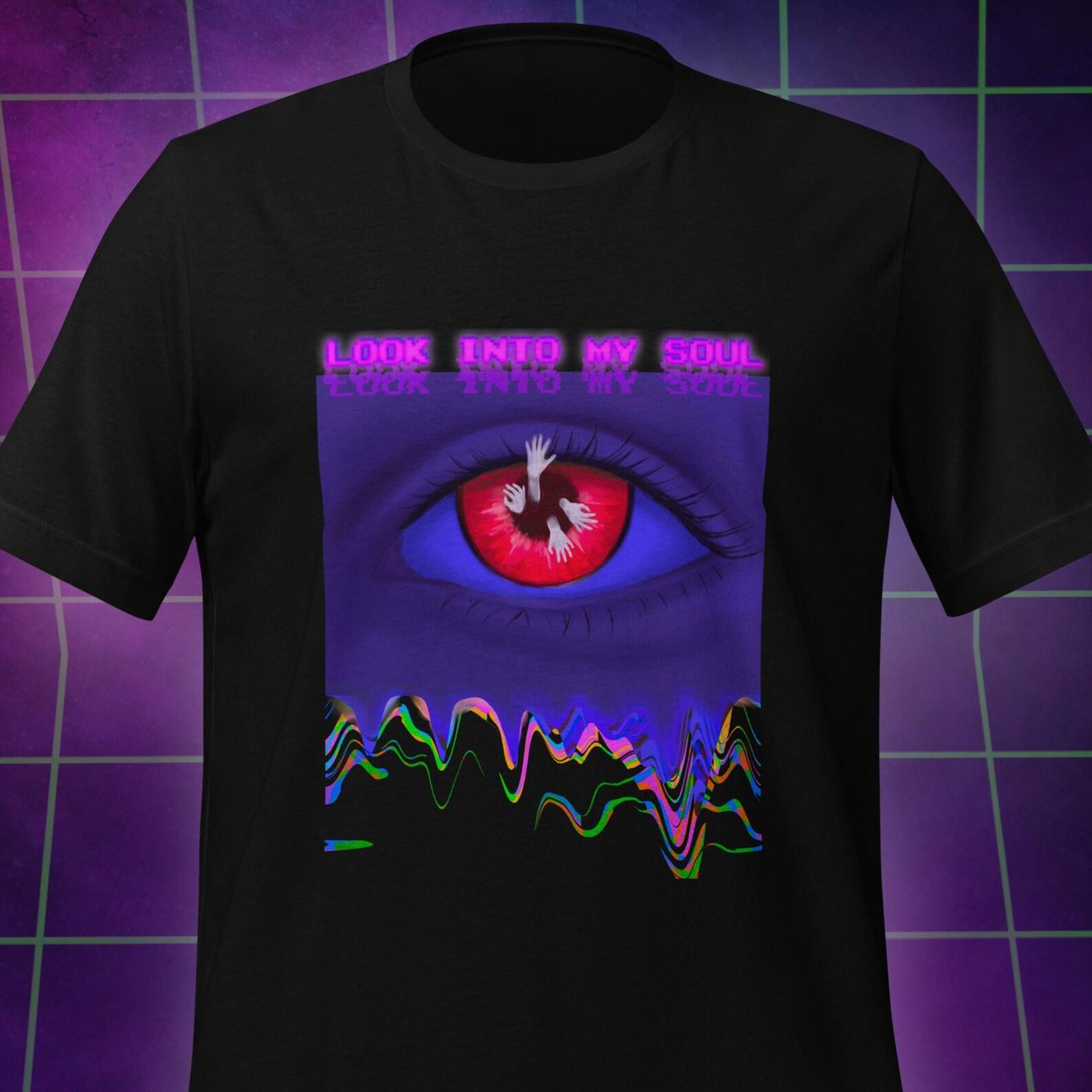 Weirdcore Graphic Tee: Dreamcore Eyes Glitch Art Shirt S