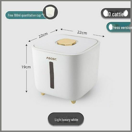 Vegetarian Rice Container - 20 Lb Capacity, Food-Grade, Moisture-Proof, Insect-Resistant Storage for Rice and Noodles.