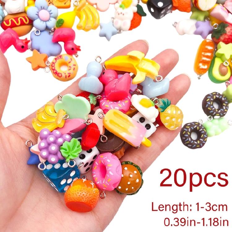 20pcs Decorative Resin Charm for Artistic Jewelry Making Colorful Pendants Handmade Necklace Bracelet Accessories