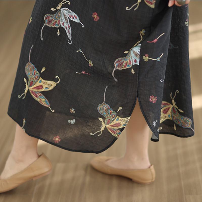 DIMANAF New 2026 Women Plus Size Spring Summer Beach Long Black Dress Vintage Lady Loose Oversize Maxi Floral Print Cotton Button