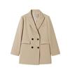 Women's Trendy Khaki & Black Loose Suit Top - Slimming Korean Style for Spring/Autumn