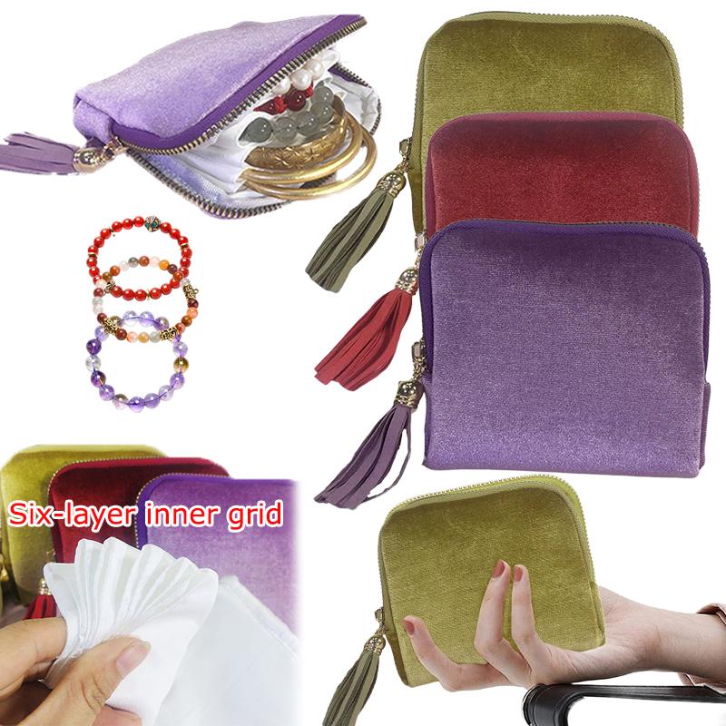 1 portable jewelry multi-layer collection lightweight luxury zipper storage bag with multiple compartments 14 * 12.5 * 3.5cm