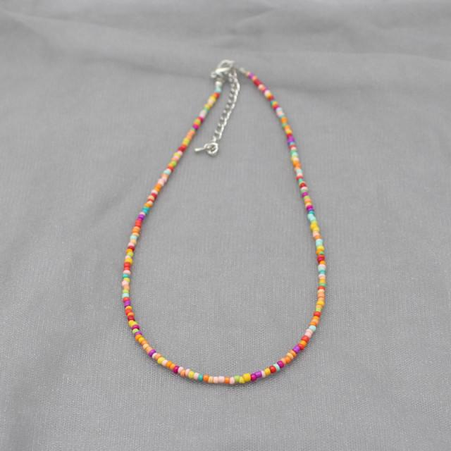 Jednoduché perličky Prameň Choker Náhrdelník Dámsky Šnúrkový golier Farebný ručne vyrobený Bohemia Collier Femme Jewelry Darček