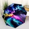 1 Stück Regenbogen Blitz Automatischer Faltregenschirm, Tragbares 3-fach Design mit 8-Speichen Eisenrahmen für den Außenbereich, Festival Geschenk, Geeignet für Fans