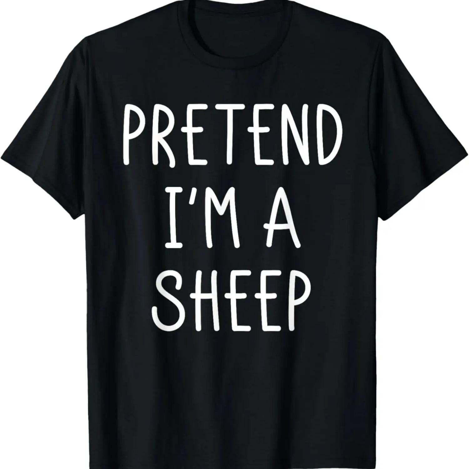 Pretend I M A Sheep Shirt, Lazy Halloween Men Costume T-Shirt S