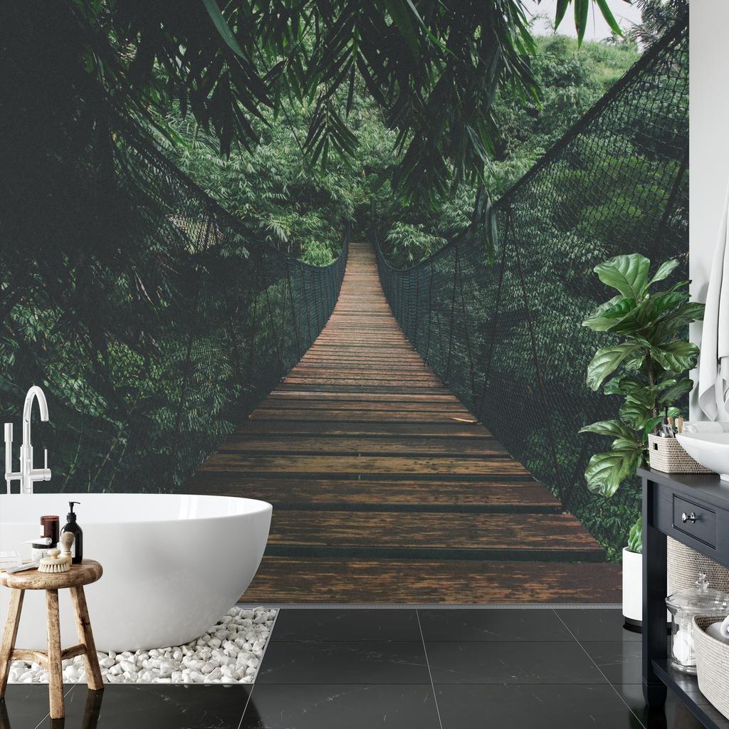 Photomural Suspension Bridge In A Forest Washable Fleece 405x270