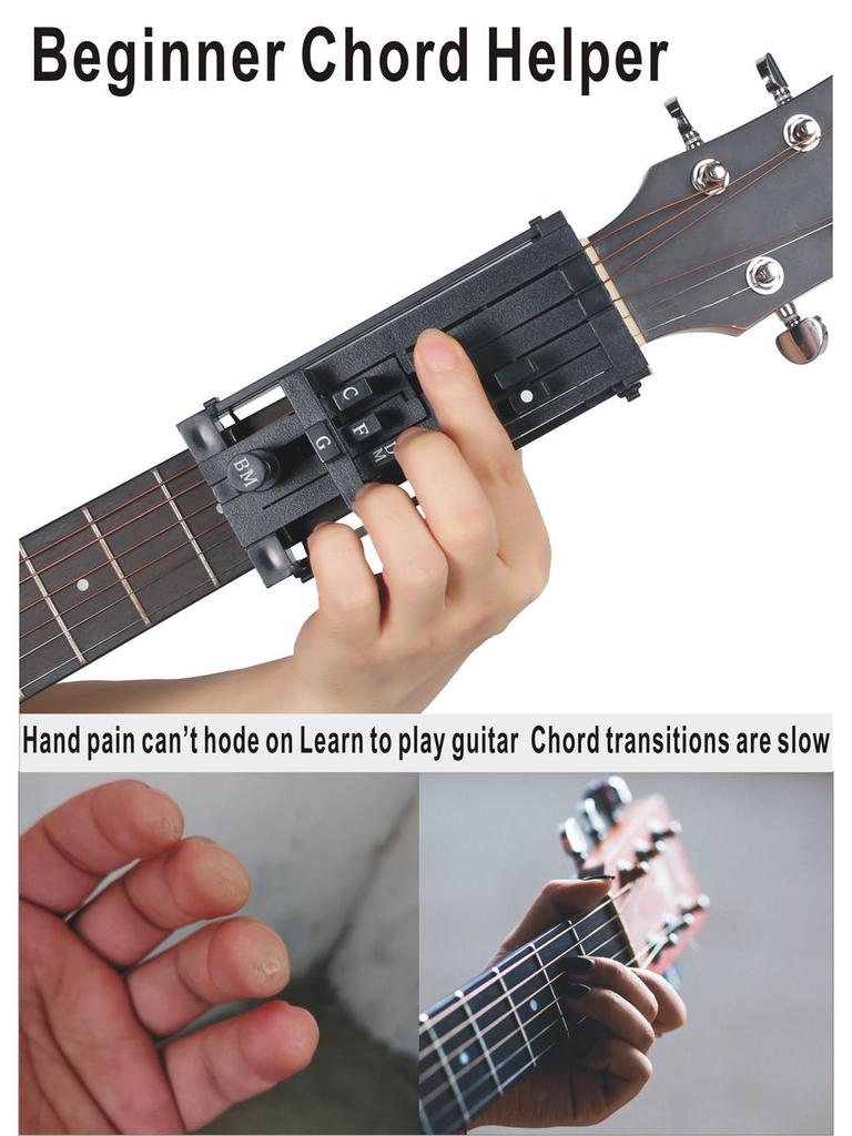 One-Key Guitar Chord Practice Device for Finger Strengthening On Wooden Folk Guitar