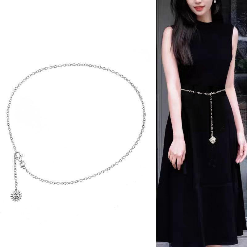 Elegant And Sleek Metal Waist Chain With Rhinestones Perfect For Womens Fashion Outfits