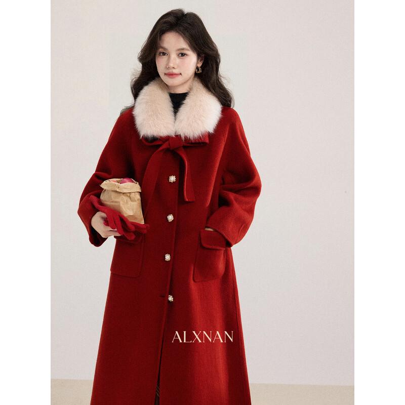 Women s 100% Sheep Wool Double-Faced Long Coat S