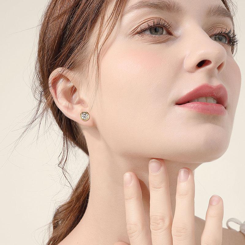 New Design Jewelry GRA Certification 0.5ct 5mm 1ct 6.5mm Moissanite 925 Sterling Silver Bubble Stud Earrings for Men Women