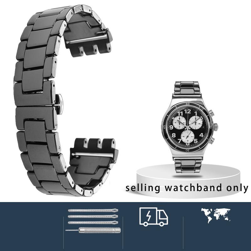 

Подвійний опуклий керамічний браслет для годинника Swatch з трьома циферблатами YVS420 YVS454 451 керамічний ремінець для годинника 21 мм браслет 21mm