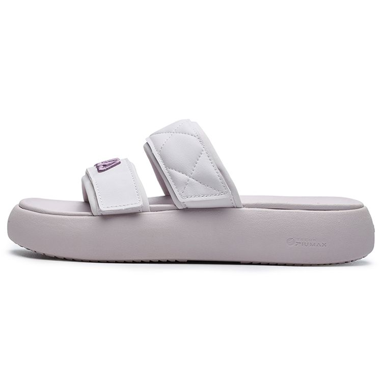 Fila Donut Fashion Versatile Casual Thick Sole Velcro Non-Slip Slide Sandals Women Sandals Light-Gray Purple F12W221503FGA