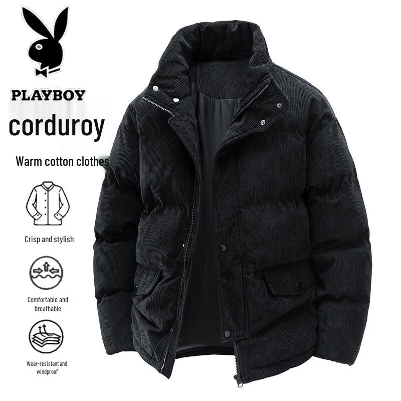 

PLAYBOY Men s Corduroy Stand Collar Padded Jacket L