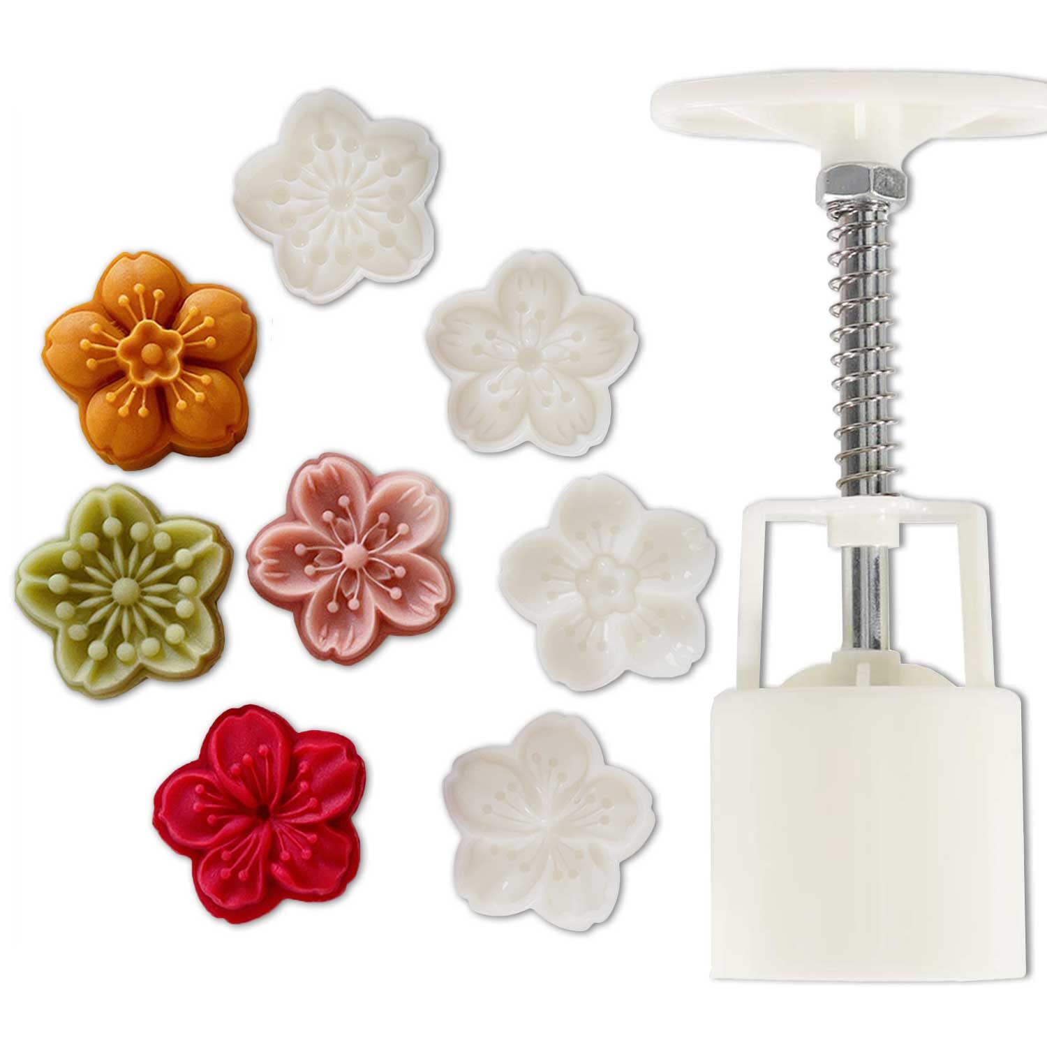 

5 шт./набор формочек для лунного пряника с узором «Цветы вишни» и «Сакура», штампы, ручная пресс-форма, плунжеры, кондитерские инструменты, праздник середины осени