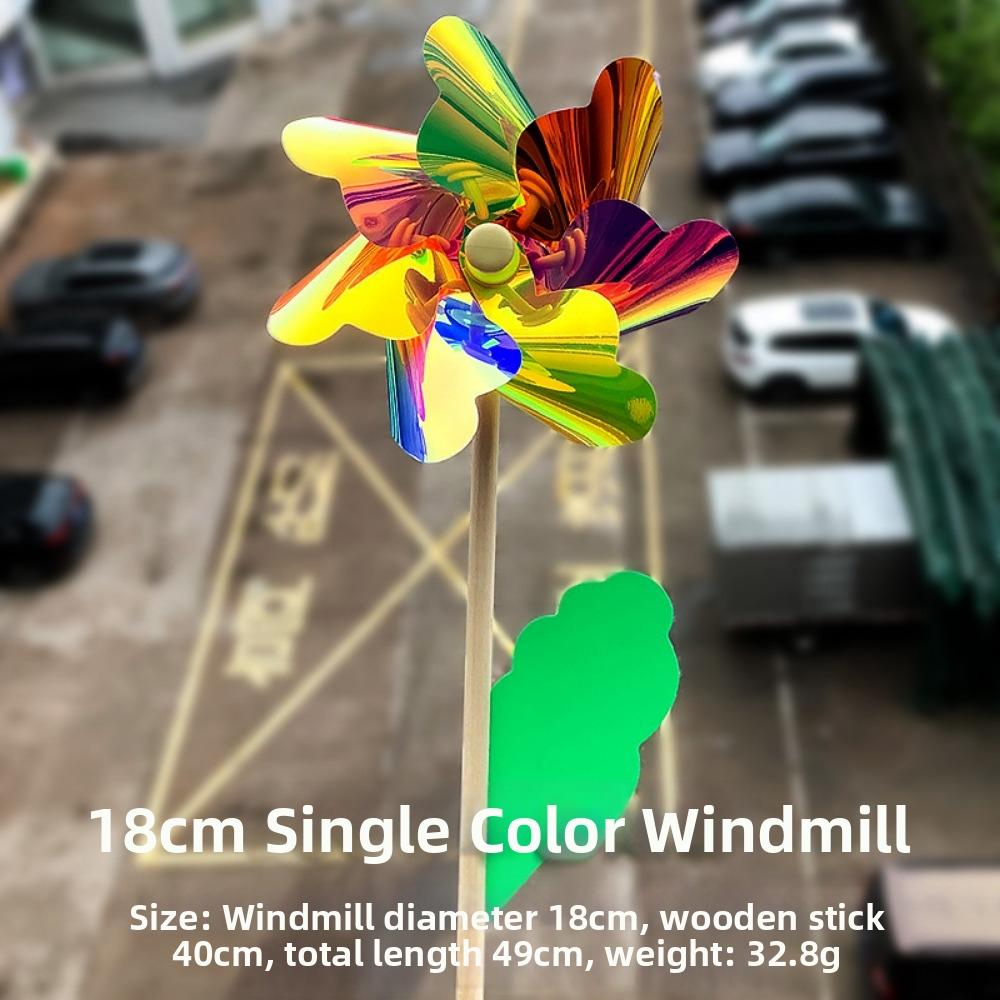 18/24/32cm Color Changing Windmill Stake Standing Lawn Pinwheel  Outdoor Party Picnic Decor