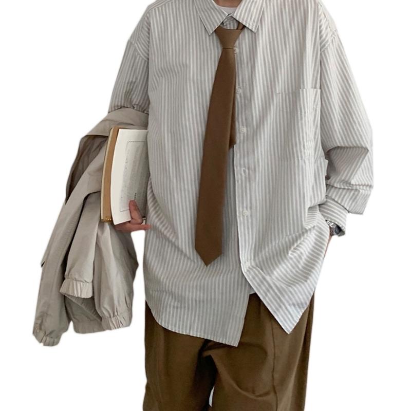 Lazy Tie Hand-tied Neckties Japanese Style Striped Collar Tie for School Shirt