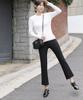 Ppaeppae Domestic Secret Waistband Side Slit Semi-Bootcut Stretch Slacks