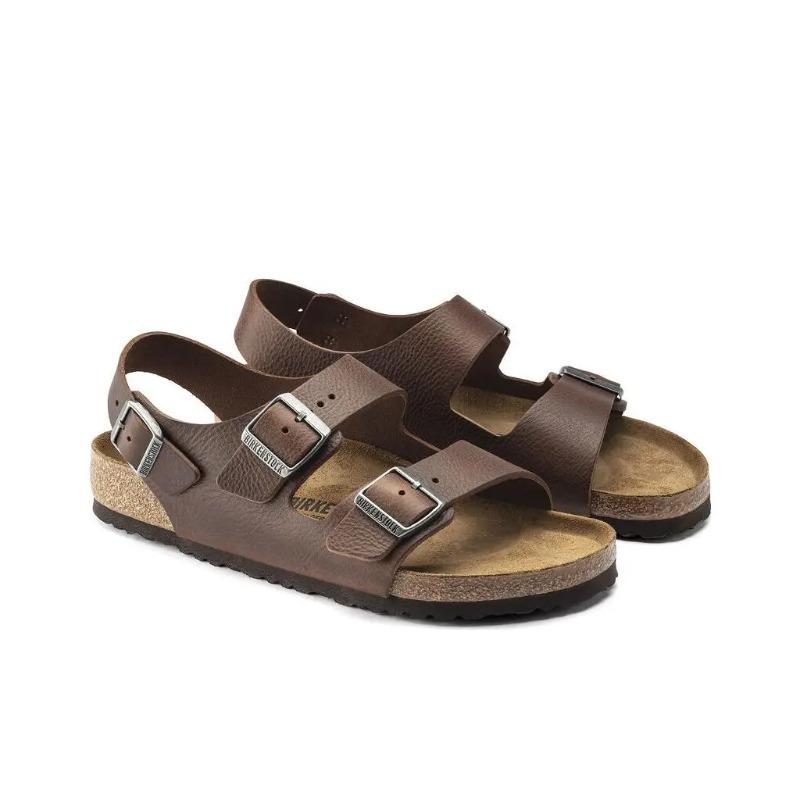 Birkenstock Men s Leather Flat Comfort Versatile Beach Sandals Brown Regular Fit 1018691 43