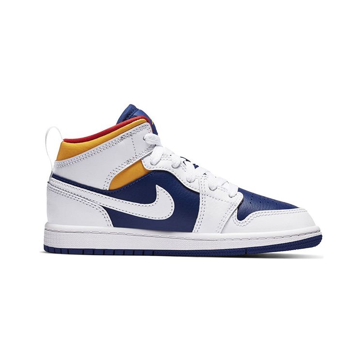 Jordan Air 1 Mid Trendy Comfortable Non-Slip Shock Absorbing Wear-Resistant Mid-Top Kids Basketball Shoes Kids sneaker Blue White 640734-131